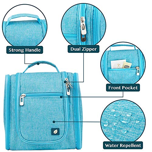 PAVILIA Toiletry Bag Travel Bag for Women Men, Hanging Cosmetic Organizer, Water Resistant Makeup Bag for Accessories Toiletries, Large Travel Essentials Kit (Turquoise) - color: Sea Blue, size: Standard (9x4x9)