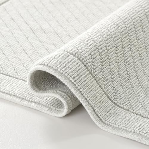 Arkwright 100% Cotton Bathroom Rug - High Absorbent Stylish Textured Woven Design Bath Mat, Slip Resistant Backing for Shower and Bathtub Floor, 20x32 in - Grey - color: Oyster Mushroom Grey, size: 20" x 32" (Rectangular)