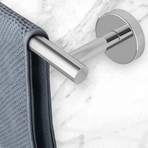 Newfun 10-Pieces Bathroom Hardware Set, Includes 24 Inch Towel Racks for Bathroom Wall Mounted, Toilet Paper Holder, Towel Hooks for Bathrooms, Towel Rings for Bathroom Wall (Polished Chrome) - color: Polished Chrome-ring