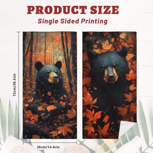 Black Bear Hand Towels, Wild Animal Bear Retro Cabin Forest Bathroom Towel Soft Absorbent Small Bath Towels Decorative Kitchen Guest Dish Towel - color: Black Bear