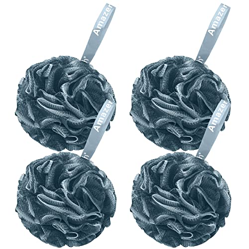 AmazerBath Bath Shower Loofah Sponge 75g/PCS Bath Sponges for Men Exfoliating - Set of 4 Indigo, Large - style: Indigo
