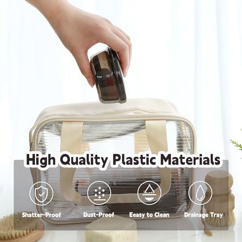 Travel Soap Container, Round Soap Case with Cover, Portable Bar Soap Holder | Leakproof Shampoo Bar Holder with Drainage Tray for Shower, Bathroom, Travel, Camp (Transparent Black) - color: Transparent Black