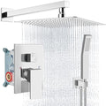 Aolemi Shower Faucet Set Rain Shower System with Handheld Spray Bathroom Shower Combo Rough-in Valve and Shower Trim Kit Included Polish Chrome 16 Inch Wall Mount Shower Head - color: Polish Chrome, size: 16 Inch Wall Mount Shower Head