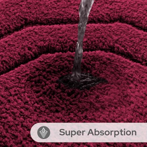 HOMEIDEAS Bathroom Rugs Sets 2 Piece, Extra Soft and Absorbent Microfiber Plush Bath Mat with Non Slip Backing(Burgundy Red) - color: Burgundy Red