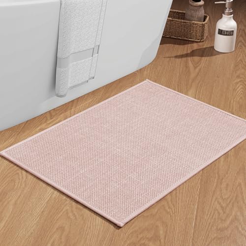chakme Bathroom Rugs Mat 36x25, Ultra Thin Non Slip Bath Mat Large Quick Dry Absorbent Bath Mat for Bathroom Floor, (Pink, 36"x25") - color: Pink, size: 2' x 3' (Rectangular)
