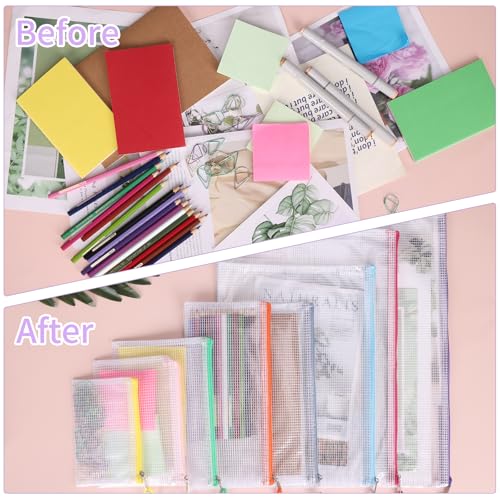EOOUT 42pcs Mesh Zipper Pouch, 8 Sizes Waterproof Zipper Bags, 17 Colors, Multipurpose for Board Games Travel Storage, School Supplies, and Home Organization - style: Multicolor-42pcs