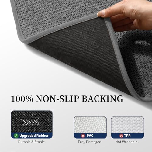 YIHOUSE Dark Gray Bathroom Rugs Sets 5 Piece, Quick Dry Thin Bath Mat with Toilet Rug - Non Slip Absorbent Machine Washable - Bath Runner Rugs for Bathtub Sink Home Decor - color: Dark Gray, size: 5 pieces
