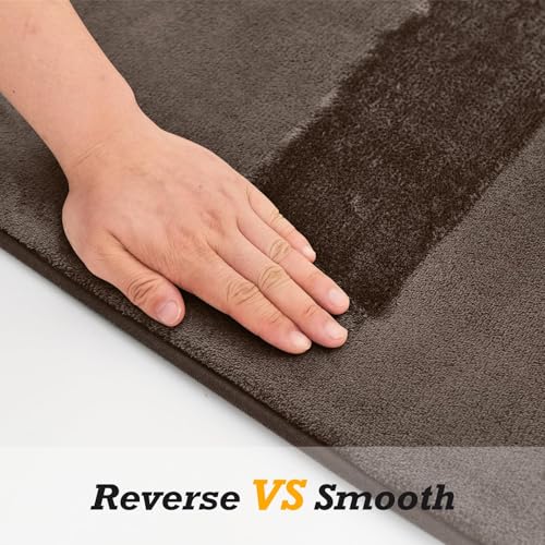 HUXMEYSON Bathroom Rugs Sets 3 Piece, Non-Slip & Quick Dry Bath Mat Set, Ultra Soft Velvet Bath Rugs for Bathroom, Toilet and Shower Floor, Brown - color: Brown, size: 17"x24"+20"x48"+U Shape 20"x24"