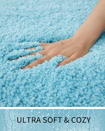 Bathroom Rugs Non Slip Washable, Ultra Thick Soft Microfiber Absorbent Bath Mats, High Density Foam Latex Non Slip Backing Bath Rugs, Fluffy Floor Carpet for Tub&Shower 24x17, Teal - color: Teal, size: 24" X 17"(Small Bathroom Rug)