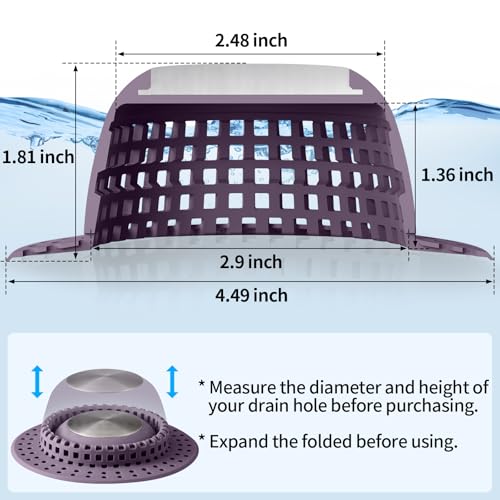 Aluvor Shower Drain Hair Catcher Bathtub Drain Cover Sink Drain Protector | Bathroom Sink & Bathtub Drain Strainer for Pop-Up & Regular Drains, Silver Purple - color: Silver Purple