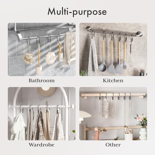 AmazerBath Shower Curtain Hooks, Simple Black Shower Curtain Hooks Rust Proof, Metal Shower Curtain Rings, Double Side Shower Hooks for Shower Curtain, Double Shower Hooks Rings Liner Bathroom, 12Pcs - color: Black, style: Minimalist