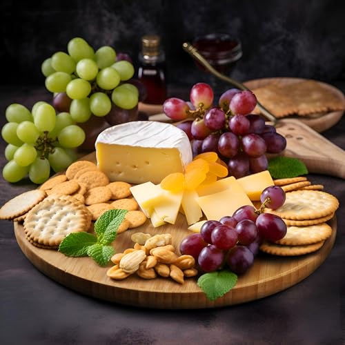 Premium Bamboo Round Tray - Natural Multipurpose Wood Serving Platter for Grilling, BBQ, Tea, Coffee & Ottoman Decor - 12"