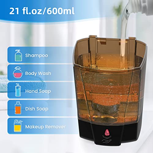 SVAVO Automatic Soap Dispenser Hand Soap Dispenser Wall Mount 600m/21fl.oz, Touchless Electric Sensor Pump Battery Operated for Offices Home Kitchen Bathroom Hotel Restaurant Commercial - color: Black+amber, size: 600ml