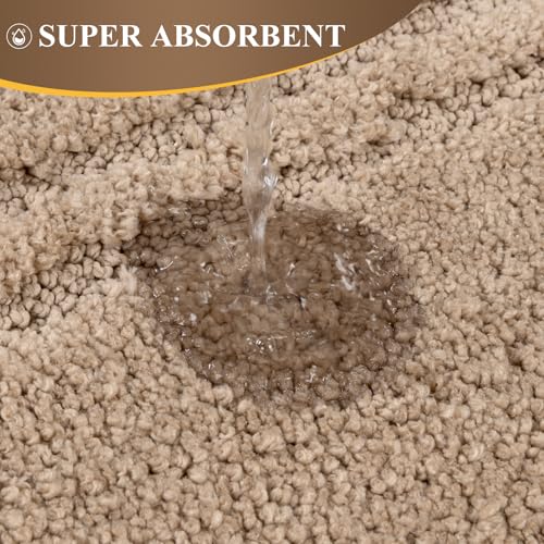 Bsmathom Bathroom Rugs Sets 3 Piece, Soft Non Slip Microfiber Bath Mat and U-Shaped Contour Toilet Rug, Machine Washable Absorbent Shaggy Bathroom Set, Brown - color: Brown