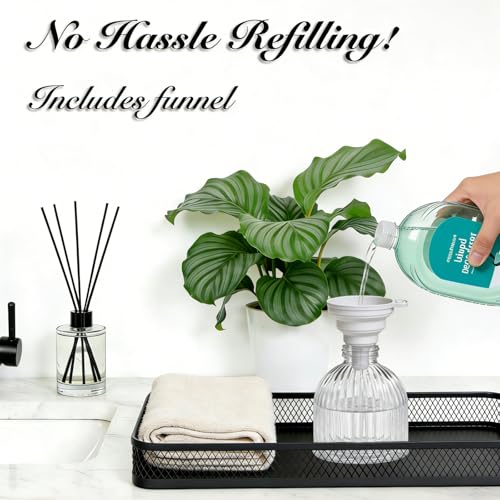 SheeChung 8 Oz Glass Soap Dispenser Bathroom, Clear Liquid Hand Soap Dispenser with Pump, Refillable Dish Soap Dispenser for Kitchen, Cute Modern Stripes Lotion Bottle, Shampoo (Black Pump, 2 Pack) - color: Clear-black Pump, 2 Pack