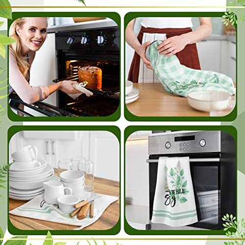 Set of 6 Eucalyptus Kitchen Towels Green Leaves Dishtowels Absorbent Spring Summer Hand Tea Towels 24 x 16 Inch Eucalyptus Lover Gifts Holiday Wedding Gifts for Farmhouse Kitchen Bathroom Decor - color: Eucalyptus