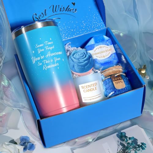 Gifts for Women, Luxury Birthday Gifts for Mom Sister Girlfriend Grandma Bestie Daughter Her, Self Care Relaxing Spa Gift Basket, Care Package, Anniversary Gift Set(Blue)