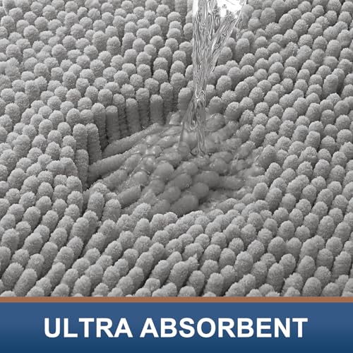 Smiry Luxury Chenille Toilet Rugs U-Shaped 20x20, Soft Absorbent Non-Slip Contour Bathroom Rugs for Toilet, Machine Washable Contoured Bath Mats, Light Grey - color: Light Grey, size: 20" X 20" Contour Rug