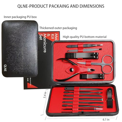 Nail Clippers Sets High Precisio Stainless Steel Nail Cutter Pedicure Kit Nail File Sharp Nail Scissors and Clipper Manicure Pedicure Kit Fingernails & Toenails with Portable Stylish case (Black) - color: Red