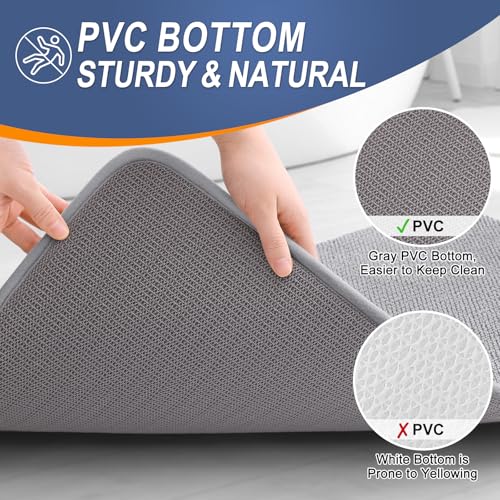 OLANLY Bathroom Rugs Sets 2 Piece, Soft Absorbent Memory Foam Bath Rug Set, Non-Slip, Quick Dry, Machine Washable Bath Mats for Bathroom, Home Decor Accessories (30"x20"+24"x16", Grey) - color: Grey, size: 30" X 20" + 24" X 16"