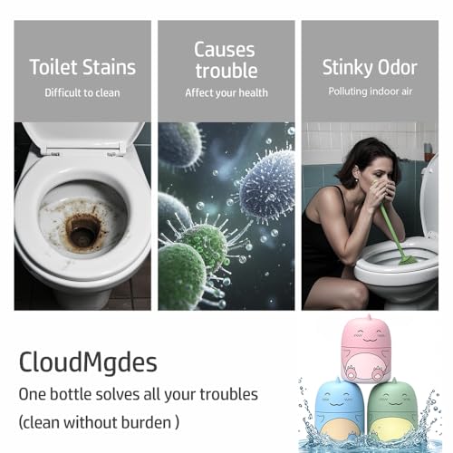 Cute Dinosaur-Shaped Toilet Bowl Cleaner Bottle, Bathroom Toilet Tank Cleaner with Ocean, Jasmine, and Peach Scent,Three bottles can be used for 9 months (Ocean&Peach&Jasmine)