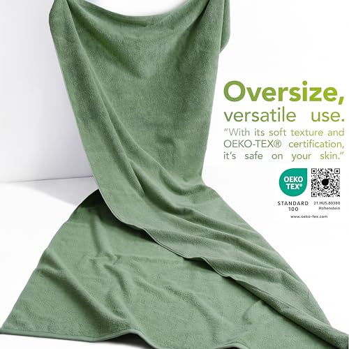 American Soft Linen 100% Cotton Luxury Turkish Towels, 40x80 XL Bath Sheet | Soft Absorbent Quick Dry OEKO Tex Standard 100 Certificated Durable Machine Washable Breathable Premium Hotel Quality - color: Sage Green, size: 40"x80"