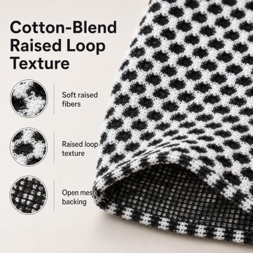 Exfoliating Shower Towel, Cotton-Blend Back Scrubber, Black | 39 x 10 in, dual-sided texture, quick-dry mesh, washable for home, gym, travel - color: Black