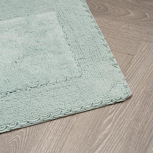 Laura Ashley Ruffle Border 100% Cotton Bath Rug, Aqua, 20"x 34" - color: Aqua, size: 1'8" x 2'10" (Rectangular)