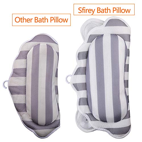 Upgrade Luxury Large Bath Pillow 16.92 x 17.3 inches Spa Bathtub Pillows with 6 Suction Cups Cushion Head, Neck, Shoulder, 3D Air Mesh for Men and Women,Fits for Jacuzzi, Hot Tub.