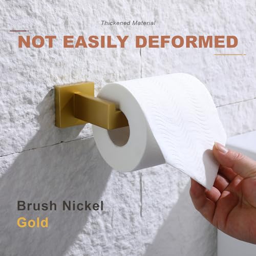 TASTOS Toilet Paper Holder Brushed Gold, Toilet Tissue Roll Holders Dispenser and Hangers Wall Mounted for Bathroom & Kitchen, Stainless Steel Modern Square Style 2 Pack - color: Brushed Gold, size: Square (2 pack)