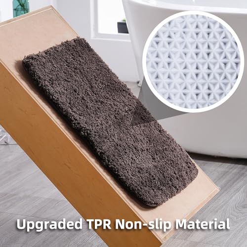 3 Pieces Luxury Bathroom Rug Set with U-Shaped Toilet Rug, Non-Slip Rubber Bottom, Thick Microfiber Fluffy Plush, Water absorption, Quick Dry, Ultra Soft, Bath Mats for Bathroom, Tub(Chocolate) - color: Chocolate