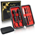 Gift for Dad Men, Manicure Set Nail Clippers Grooming Kit with Travel Case, Personal Care Tools Birthday Gifts for Men Women - color: Black-red