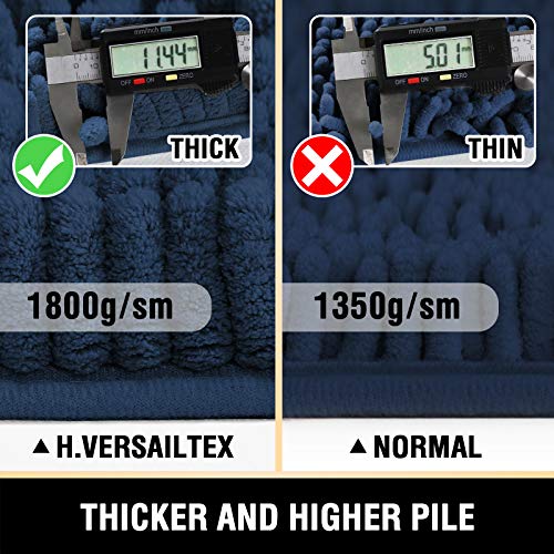 H.VERSAILTEX Bathroom Rugs Bath Mat Bath Rugs Bath Mats for Bathroom Non Slip Extra Thick Buncy Soft Chenille Bath Rug Fulffy Shag, Indoor Rug Carpet for Entry Living Room (Navy, 20" x 32") - color: Navy, size: 20" x 32"