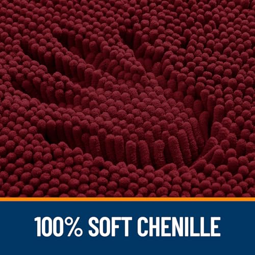 OLANLY Toilet Rugs U-Shaped 20x20, Extra Soft Absorbent Chenille Contour Bathroom Rugs for Toilet, Dry Quickly, Machine Washable, Non-Slip Bath Mat, Burgundy - color: Burgundy, size: 20" X 20" Contour Rug