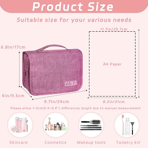 Toiletry Bag Travel Bag with Hanging Hook, Waterproof Capacity Hanging Multifunctional Makeup Bag for Toiletries, Portable Cosmetic Bag Travel Organizer for Women and Men(Purple) - color: B1-Purple
