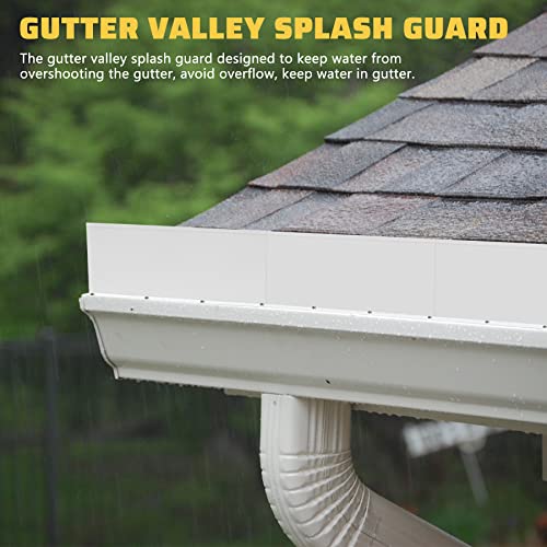 6 Pack Aluminum Gutter Valley Splash Guard,Keep Water from Overshooting The Gutter,for Valley,Corner,or Straight,10 inch Each Piece,White - color: White, size: 6 Pack