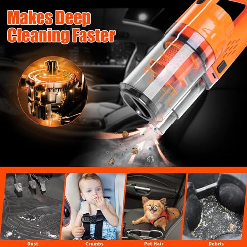 Car Cleaning Kit, Orange 17pcs Car Interior Detailing Kit with High Power Handheld Vacuum, Detailing Brush Set, Windshield Cleaner, Cleaning Gel, Complete Auto Accessories for Women Men Teens - color: Orange, size: 17PCS