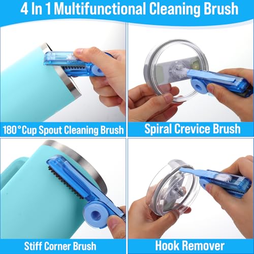 XANGNIER 4 PCS Water Bottle Cleaner Brush Set for Stanley Tumbler 40 oz/30 oz/20 oz Cup,Multifunctional Bottle Brush and Long Silicone Straw Cleaner Brush,Cleaning Kit for Owala/Yeti Cup Accessories - size: 4 pack