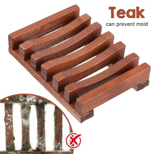 Teak Soap Dish Wood Soap Holder for Shower Teak Wood By HTB Soaps Tray for Shower Kitchen Sink Sink Bathroom Bathtub Extend Soaps Life and Keep Dry