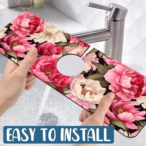 Faucet Mat for Kitchen Sink Absorbent Splash Guard Bathroom 15.5"X5.5" - size: 15.5" x 5.5"