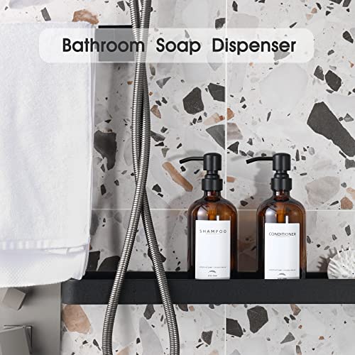 Supforce Shampoo and Conditioner Dispenser, 16.9oz Refillable Shampoo and Conditioner Bottles with Matte Pump and Funnel, Modern Shower Dispenser with Waterproof Labels for Hotel Home Bathroom - color: Amber Bottles Without Wall Mount
