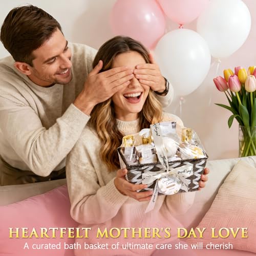 Mothers Day Birthday Gifts for Women, Vanilla Coconut Relaxing Spa Gift Baskets for Women Self Care Package Bath Gift Set, Home Bath and Body Kit Pampering Gifts for Womens Her Mom Friends Sister Wife - color: Brown-Vanilla Coconut