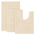 Urvoix Bathroom Rugs Sets 3 Piece, Chenille Bathroom Rug Non-Slip Bath Rug, Ultra Soft, Washable, Super Absorbent Bath Mats for Bathroom, Toilet and Tub (Warm Beige) - color: Warm Beige
