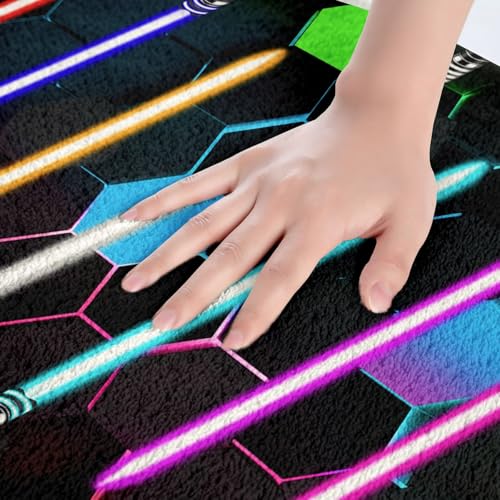 Neon Colorful Light Up Sword Bathroom Rug,Kids 3D Geometric Honeycomb Hexagon Shaggy Absorbent Floor Mat,Boys Girls Adult Fashion Games Non Slip Bath Mat Black Cool Bath Indoor Doormat Decor,16"x24" - color: Lightsaber 09, size: 16" x 24"