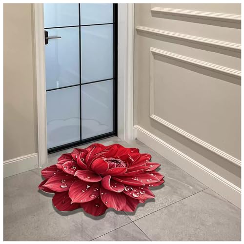 Floral Diatomaceous Earth Floor Mat 3D Flowers Pattern Bath Mat Non-Slip Bath Rug Safe Absorbent Quick Drying Bathmat Suitable for Bathroom Kitchen Entrance (Style 1, 23.62"/60cm) - color: Style 1, size: 1'11" x 1'11" (Flower)