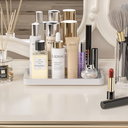 Weenson Small Bathroom Vanity Tray for Countertop Makeup Perfume Jewelry Decor Candle Keys, Bamboo Kitchen Tray for Soap Dispenser Spice, Small White Toilet Tray for Sink7.9 L x 4" W x 0.79" H - color: White, size: 7.9" x 4" x 0.8"