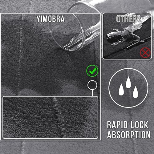 Yimobra U-Shaped Toilet Bath Mat Set 2 Piece - Soft Absorbent Quick Dry Memory Foam Bathroom Rugs, Machine Washable Non Slip Floor Carpet for Tub Shower & Single Sink (17x24 & 24x20, Dark Gray) - color: Dark Gray, size: 24x17+24x20 Inch