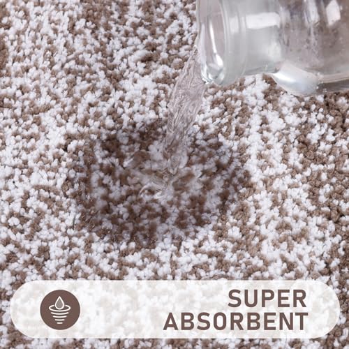 Bsmathom Bathroom Rugs Sets 5 Piece, Soft Absorbent Microfiber Bath Rugs with U-Shaped Contour Toilet Rug and Toilet Lid Cover, Thick Non-Slip Plush Shaggy Bath Mat Set,Coffee - color: Coffee, size: 18"x26"+20"x31"+20"x48"+U20"x24"+Cover19"x21"