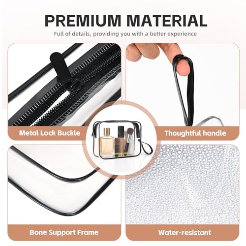 Icramsy Clear Makeup Bag,2 Pack TSA Approved Toiletry Bag Travel Toiletry Bag Hanging Makeup Cosmetic bag for Women Men (Black). - color: Black