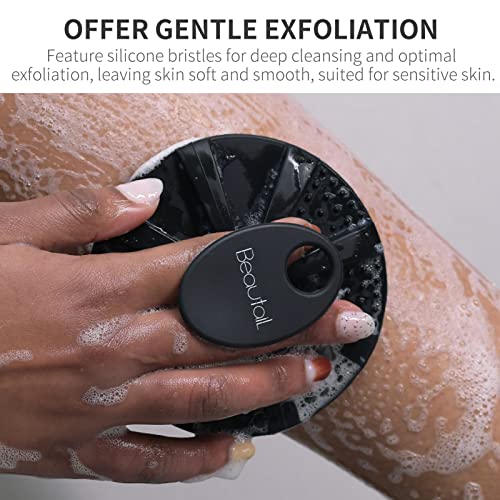 Silicone Body Scrubber, BEAUTAIL Shower Bath Scrubber, More Hygienic Than Traditional Loofah, Lather Nicely, Long Lasting, Gentle Exfoliating Brush for Women Men Baby Sensitive Skin, 1 Pack, Black - color: Black 1 Pc